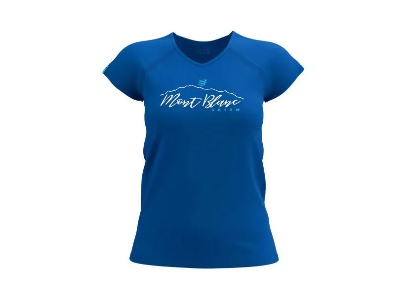 Compessport Women's Training Tshirt SS - Mont Blanc 2022 - Blue