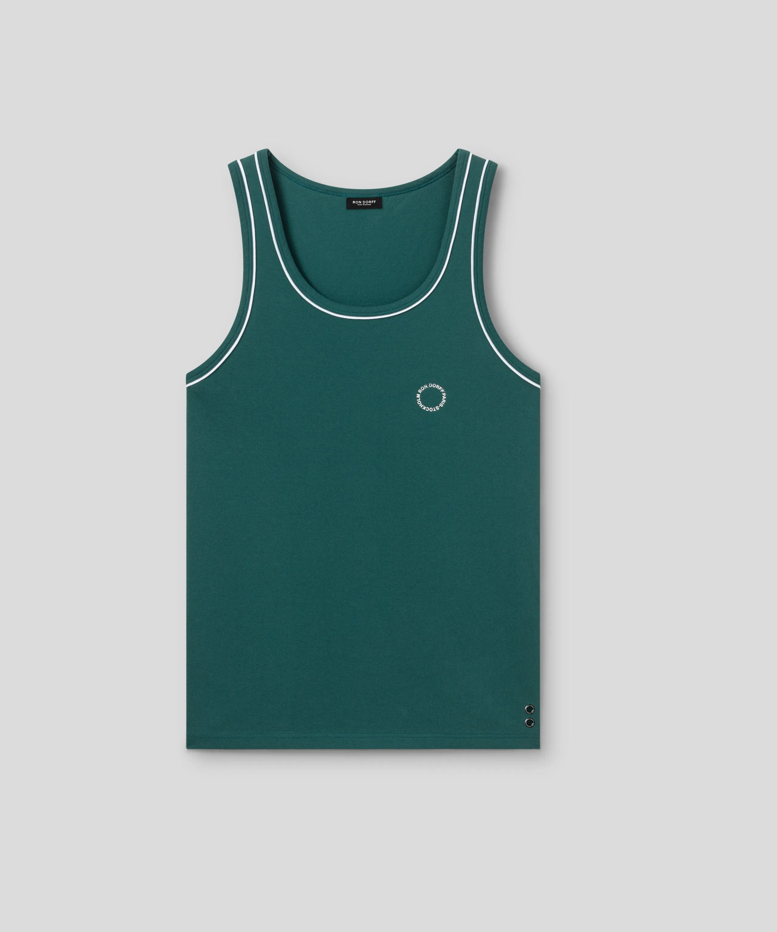 Cotton Piqué Tank Top w. Piping: Pine Green