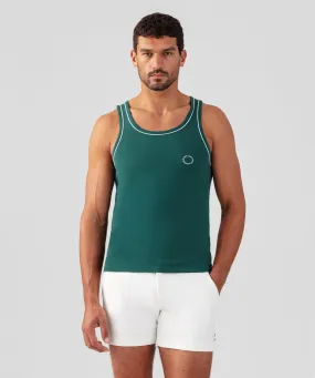 Cotton Piqué Tank Top w. Piping: Pine Green