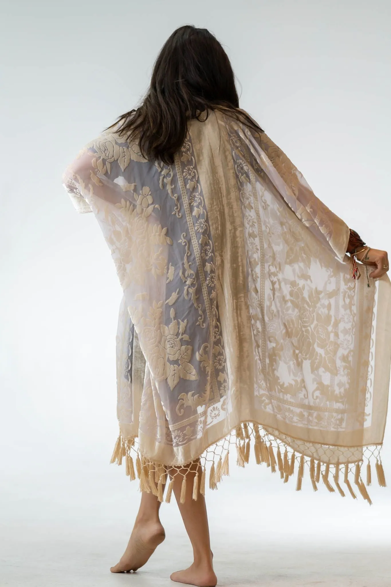 Crushin' On You Velvet Kimono - Nude