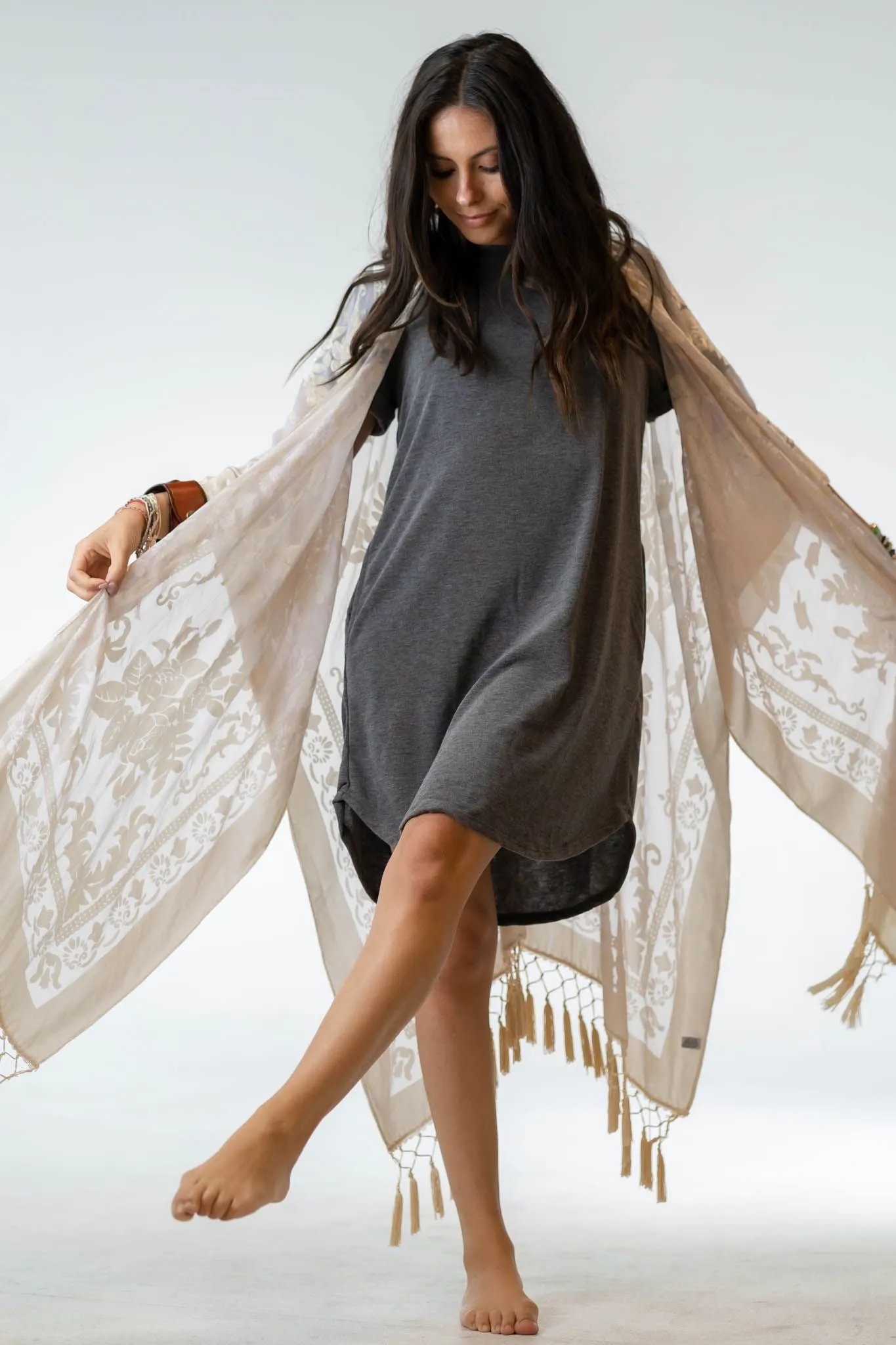 Crushin' On You Velvet Kimono - Nude