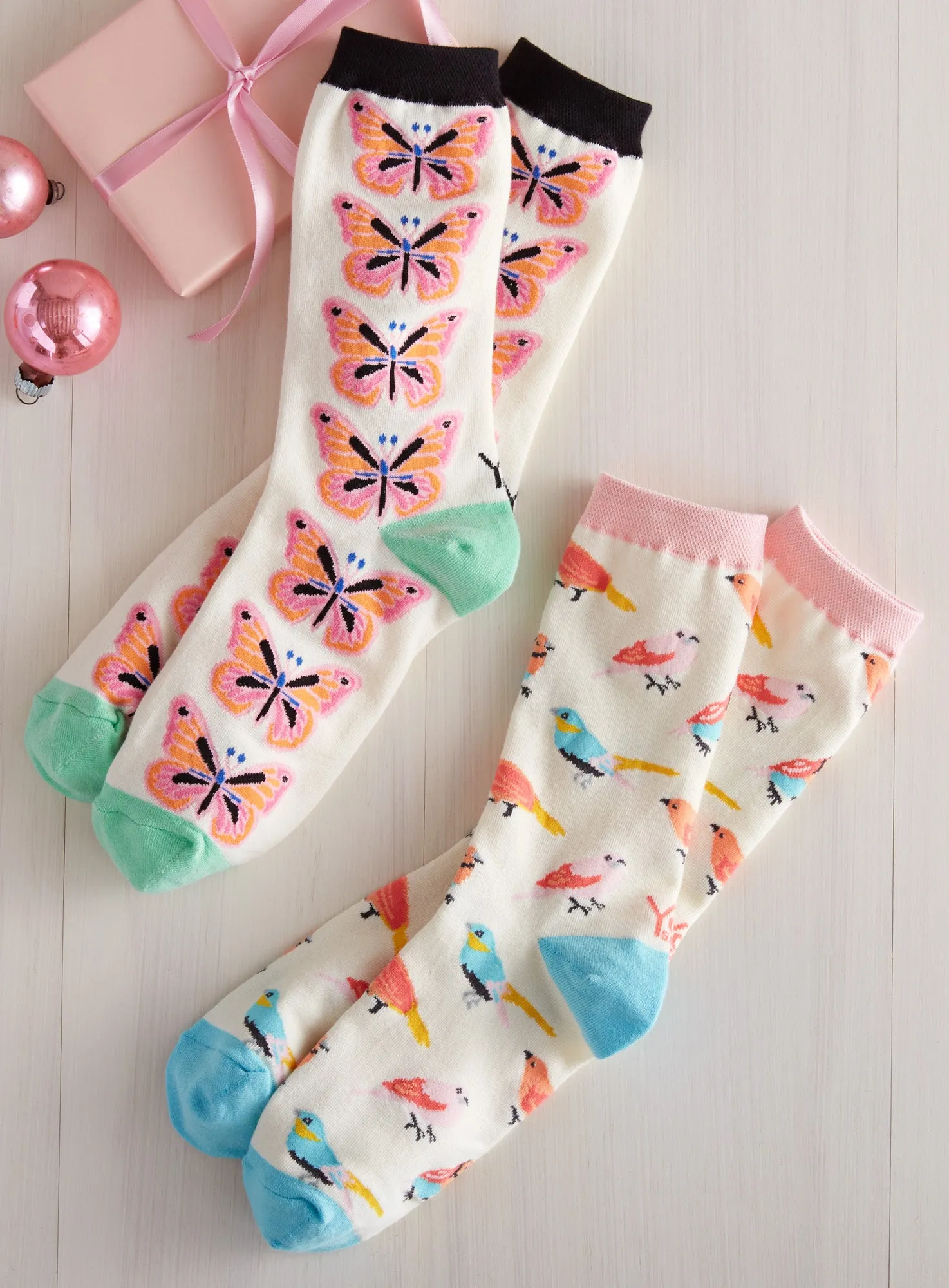 Cutest Crew Socks - Songbirds and Butterflies - Set of Both FINAL SALE (No Returns)