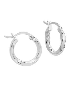 Dainty Sterling Silver Simple Twist Hoop Earrings