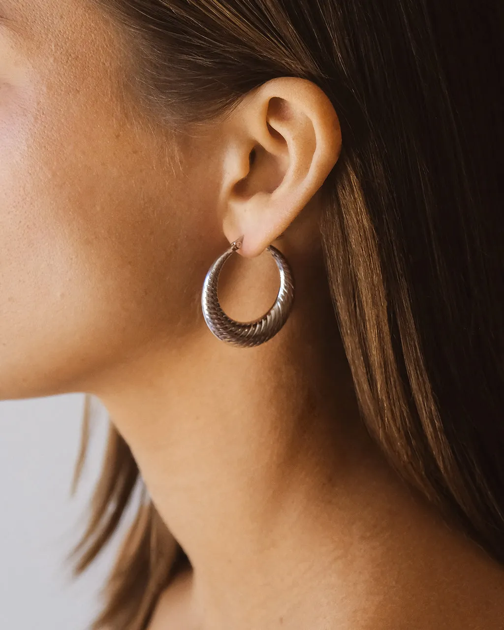 Delia Textured Hoop Earrings