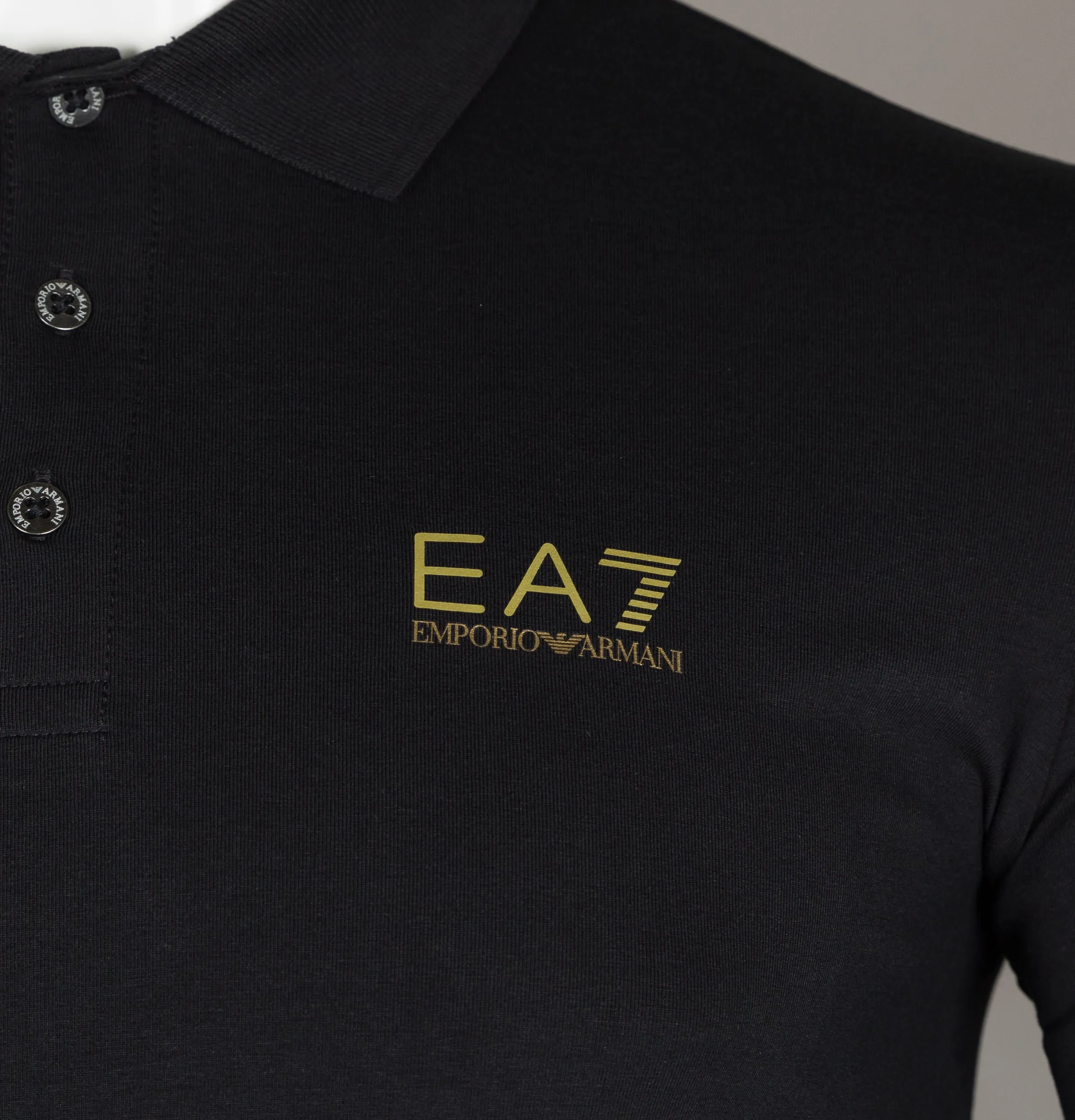 EA7 S/S Jersey Polo Shirt Black/Gold