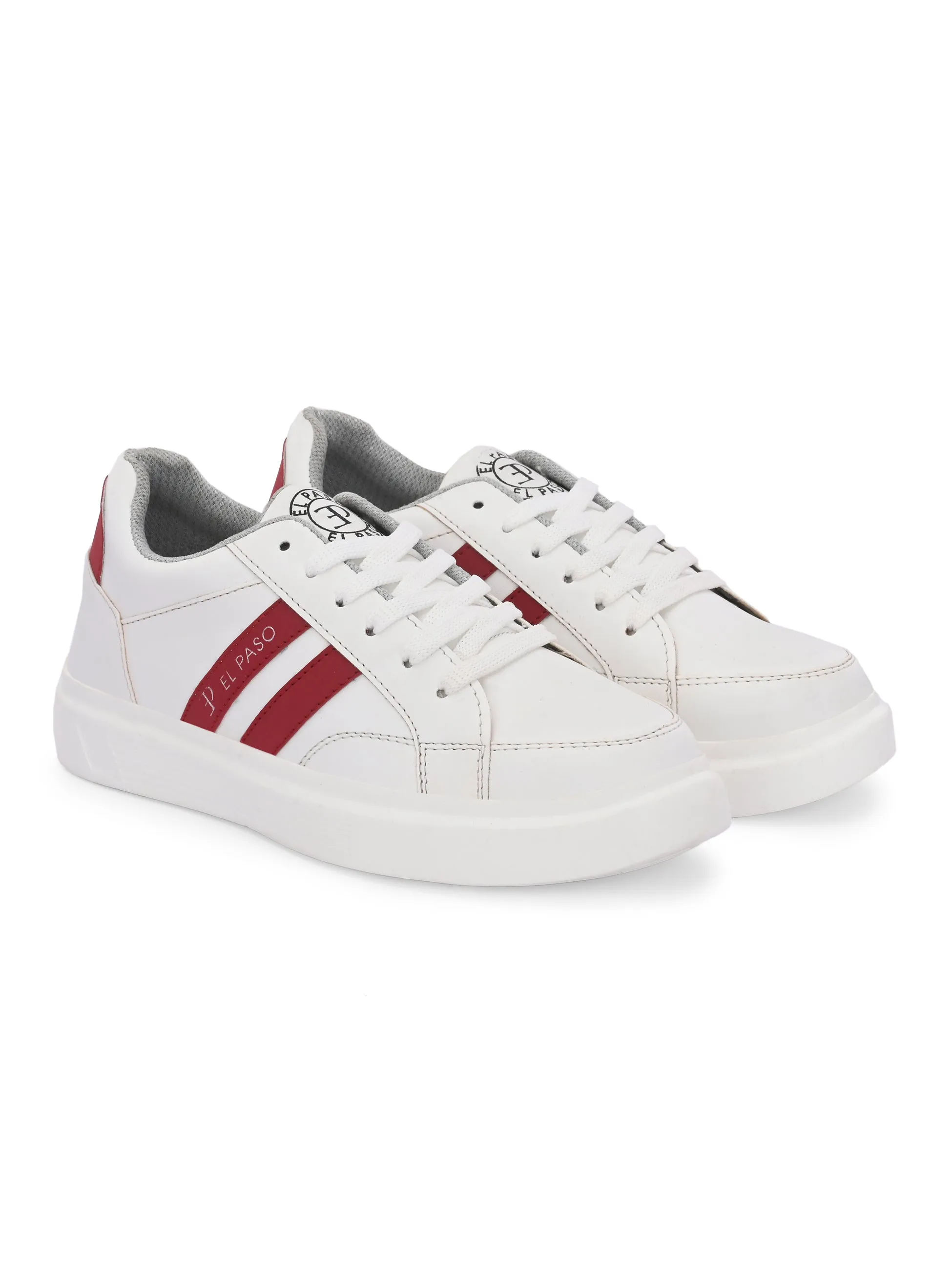 EL PASO Faux Leather Casual Lace Up Sneakers For Women