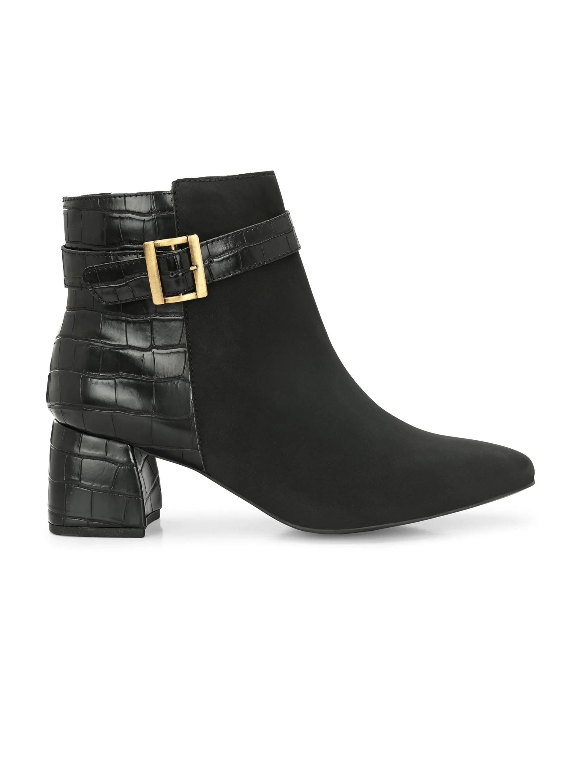 Elegant Onyx Suede Leather Bootie For Women