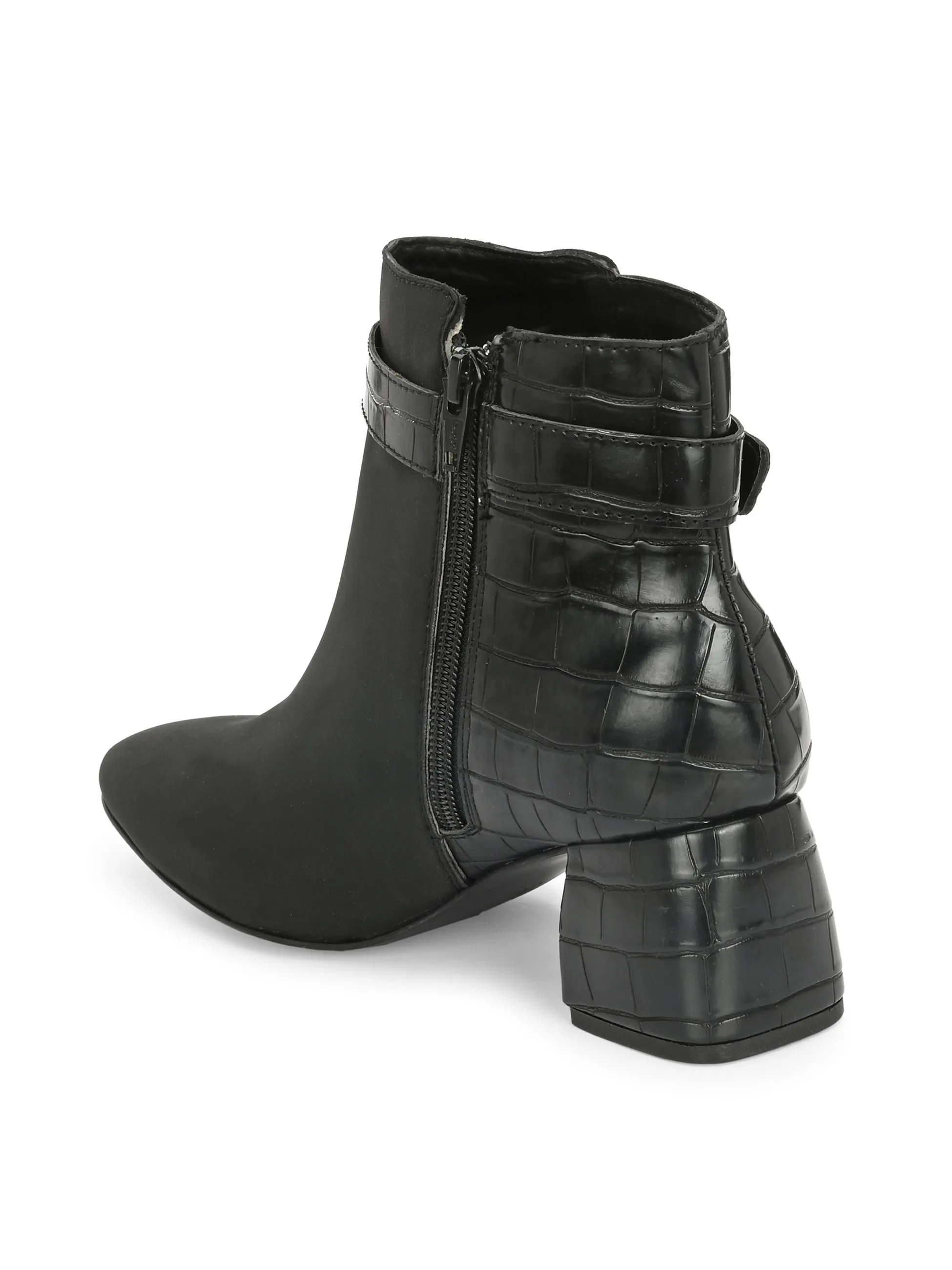 Elegant Onyx Suede Leather Bootie For Women