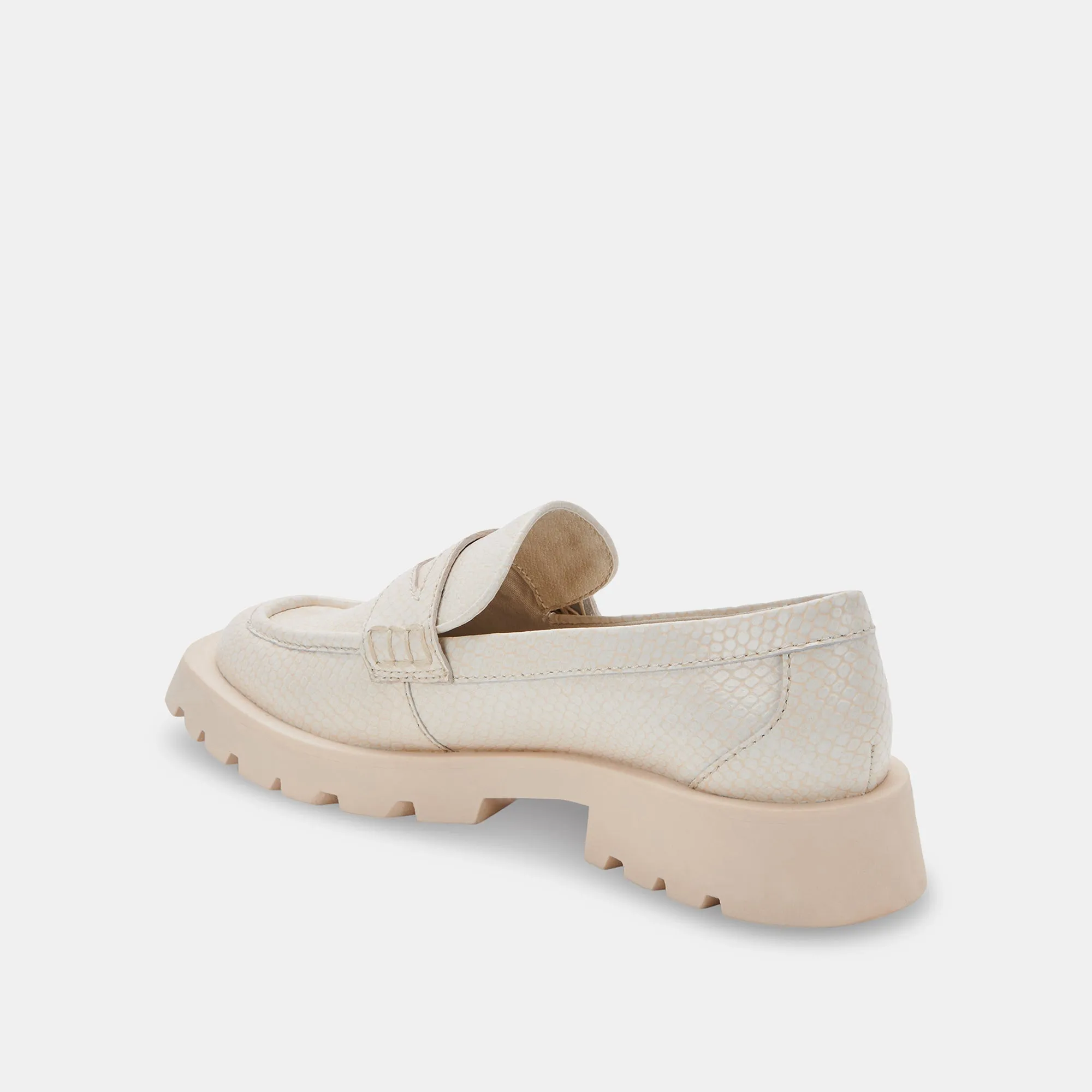 ELIAS WIDE FLATS IVORY EMBOSSED LEATHER