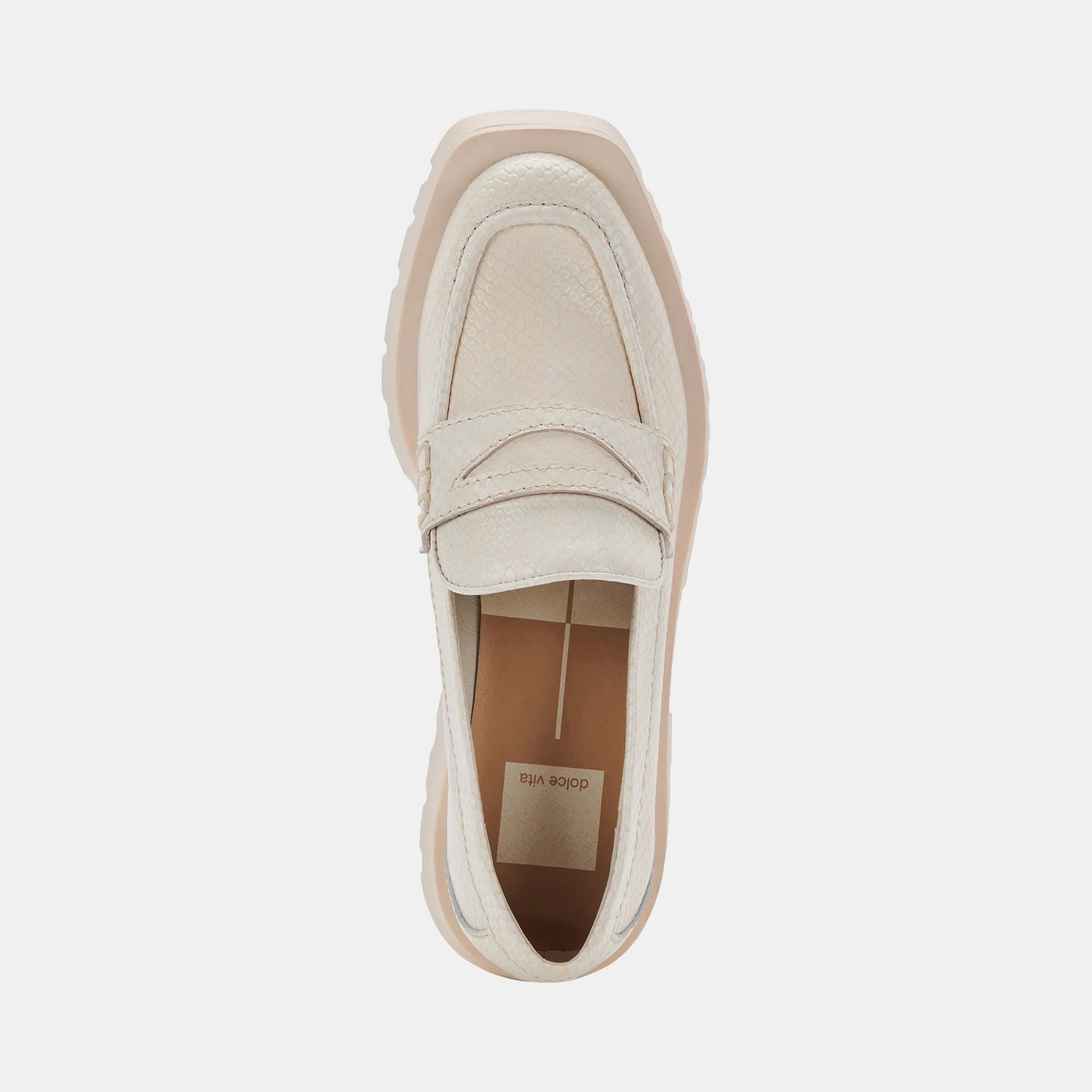 ELIAS WIDE FLATS IVORY EMBOSSED LEATHER