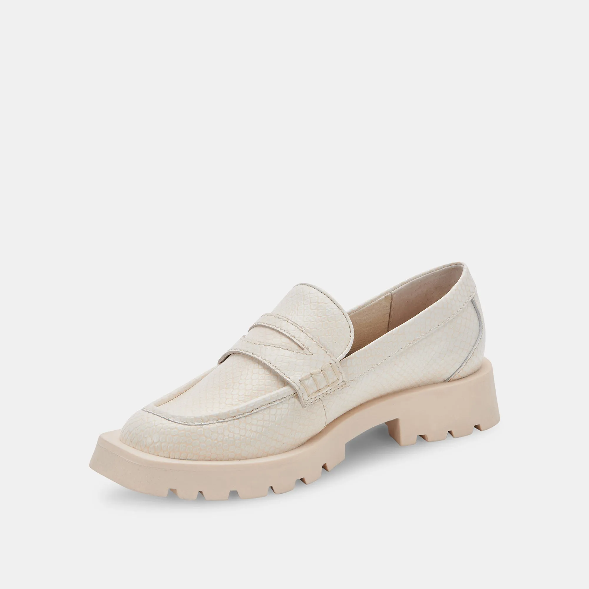 ELIAS WIDE FLATS IVORY EMBOSSED LEATHER