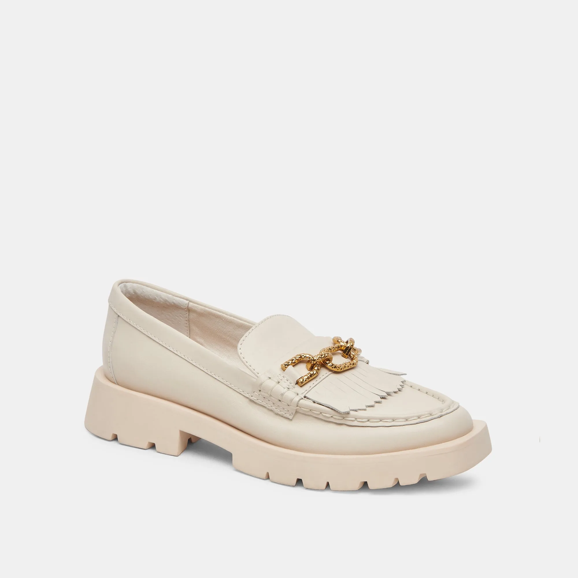 ERNA WIDE FLATS IVORY LEATHER