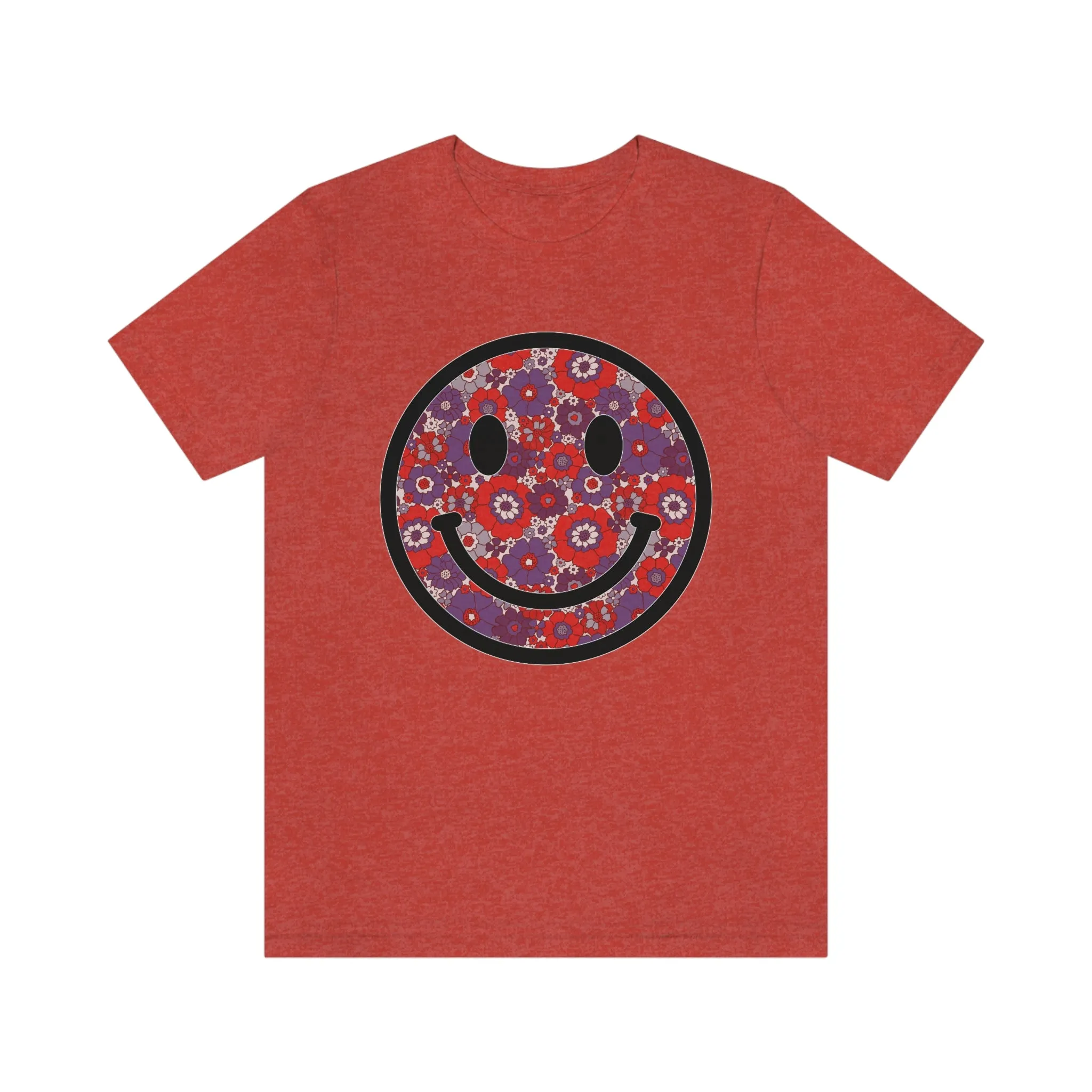 Fourth Of July Red White And Blue Floral Smiley Tee - Unisex Shirt