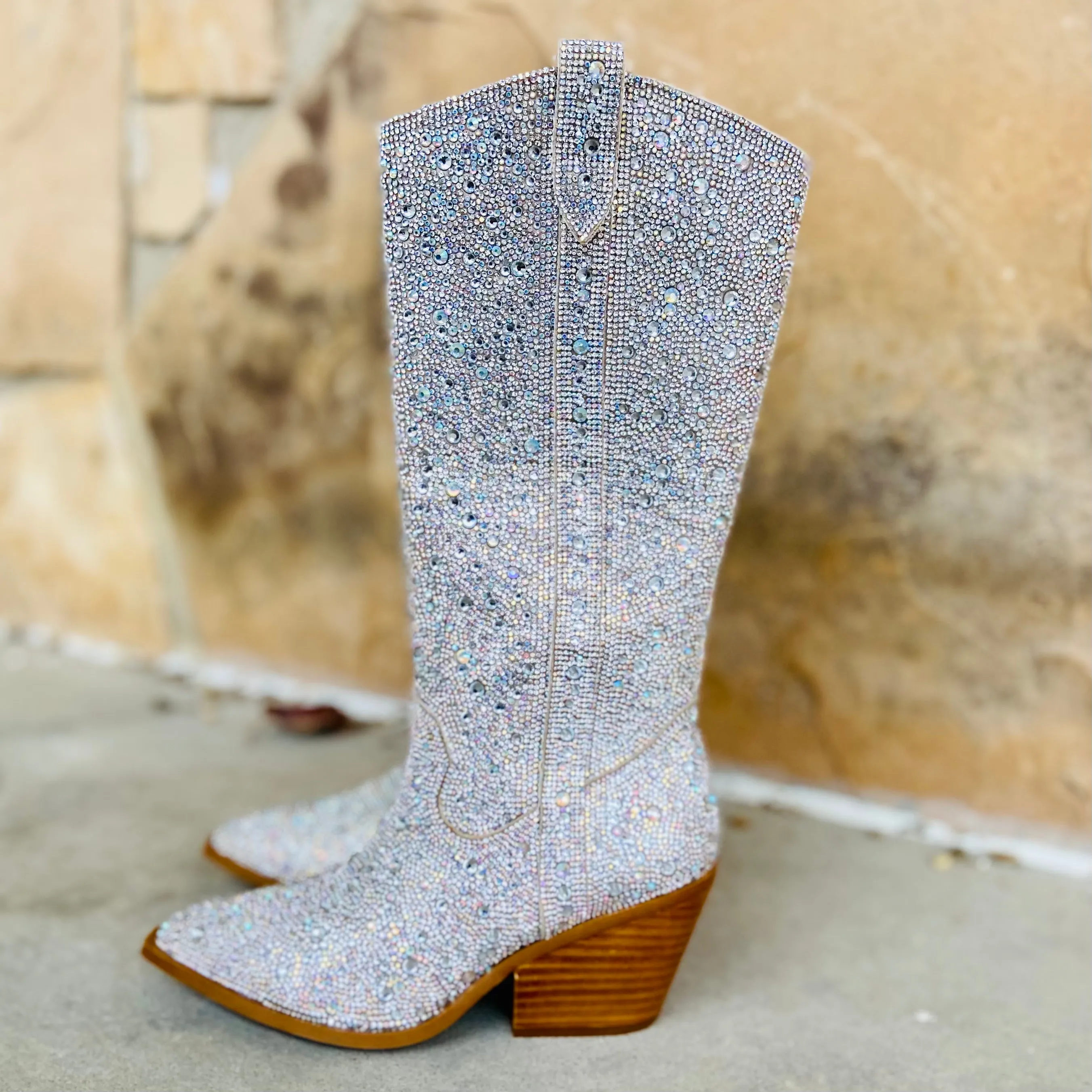 Glitz & Glam Silver Rhinestone Boots