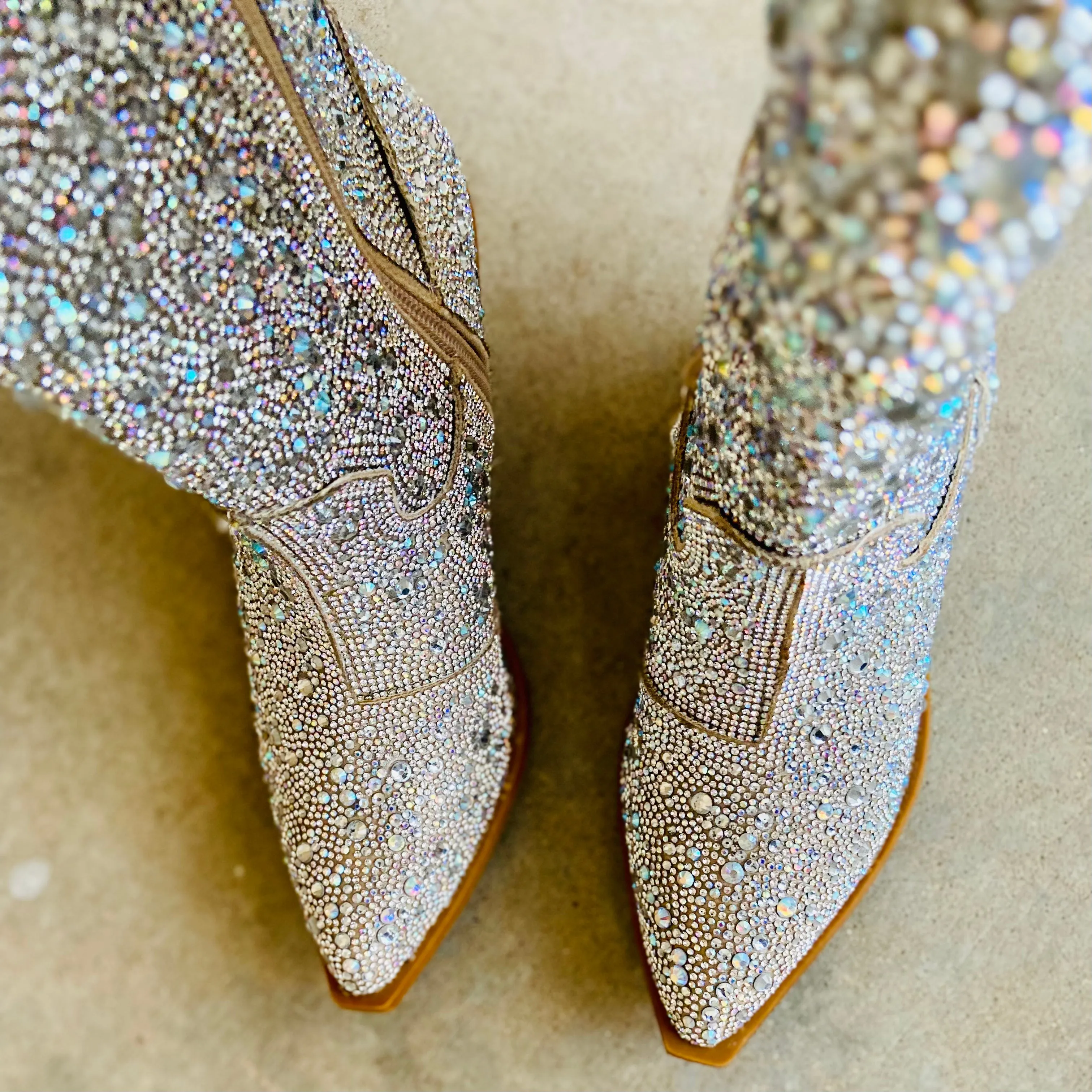 Glitz & Glam Silver Rhinestone Boots