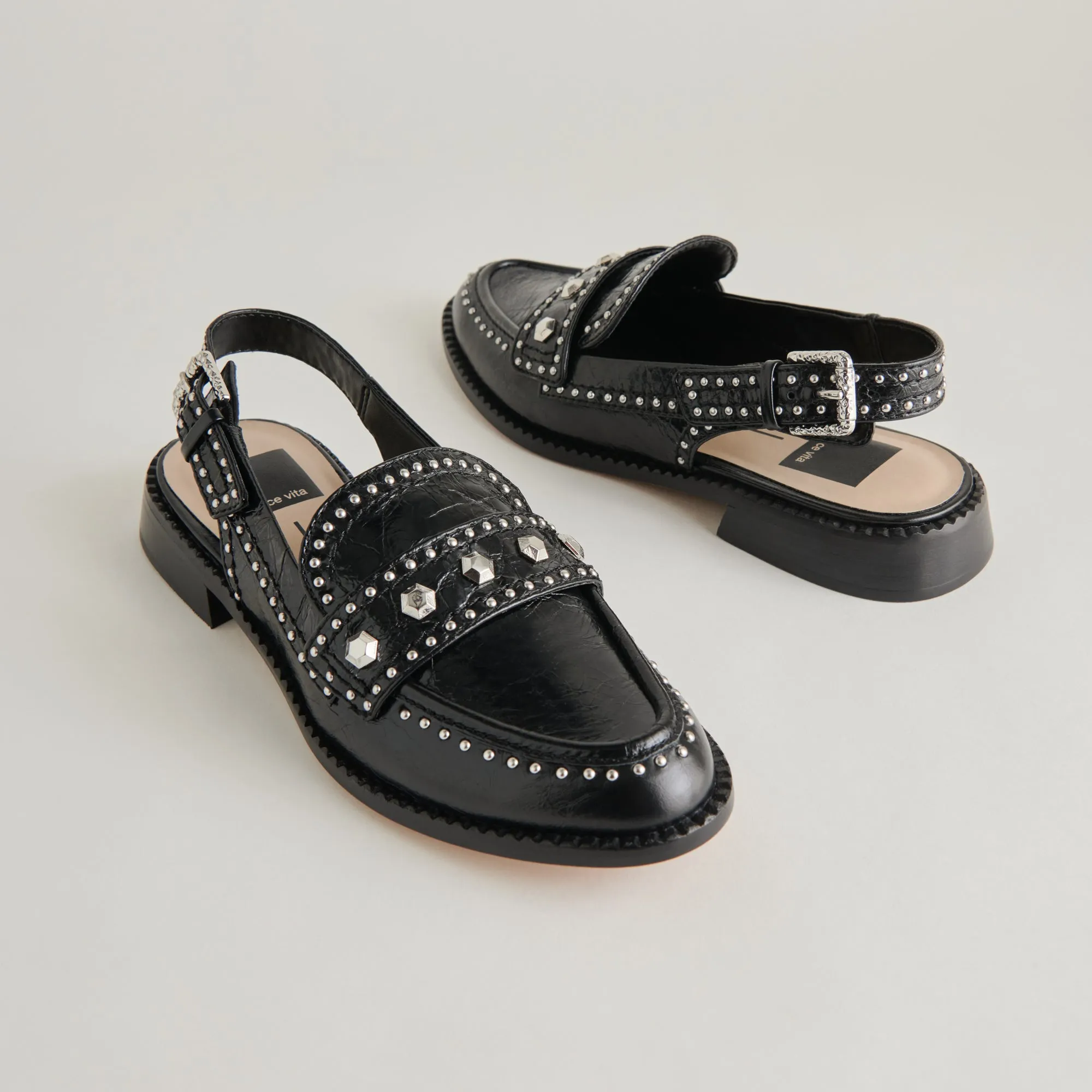 HARDI STUD LOAFERS MIDNIGHT CRINKLE PATENT