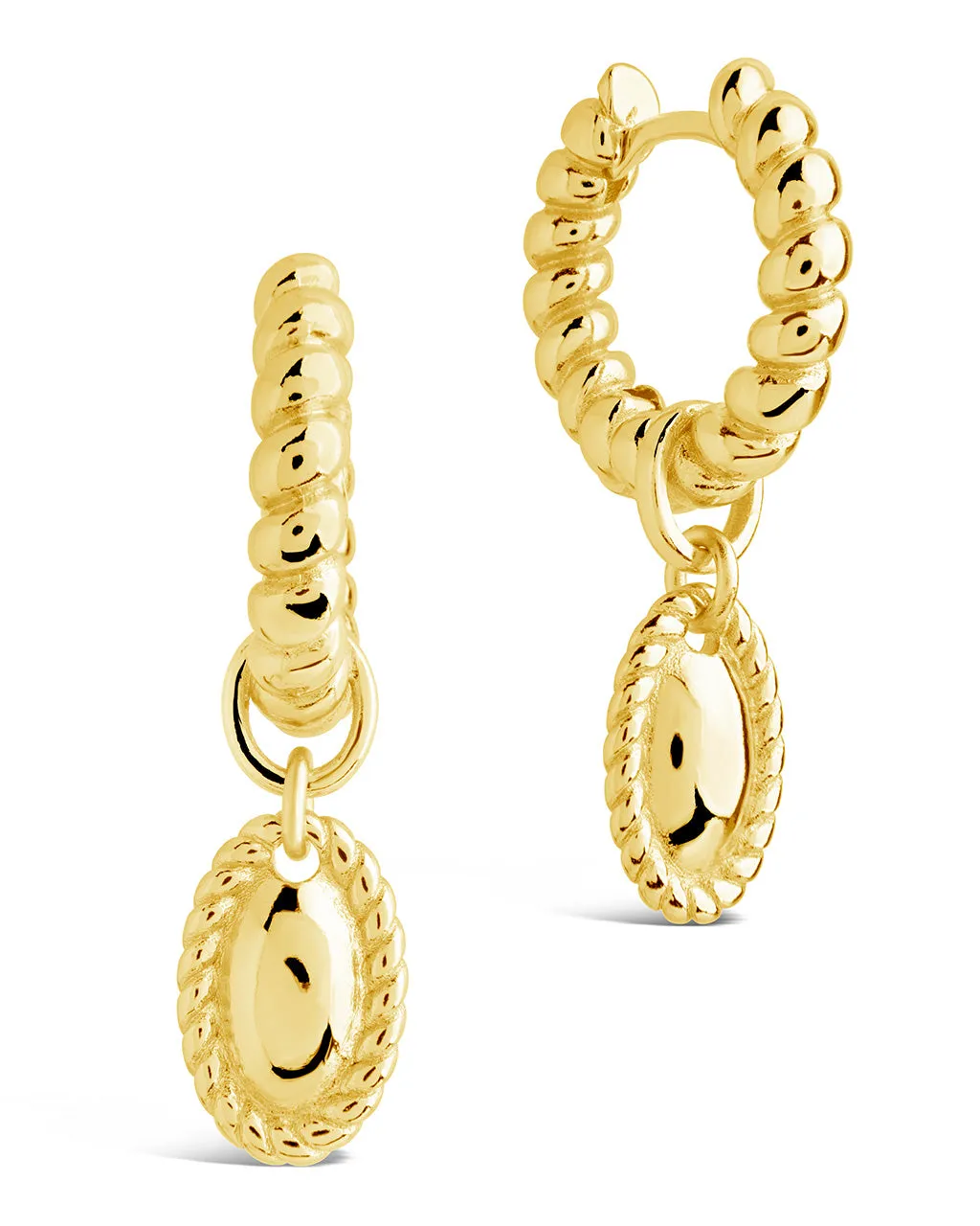 Hartley Textured Drop Charm Hoop Earrings