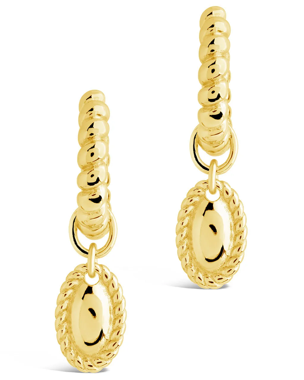 Hartley Textured Drop Charm Hoop Earrings