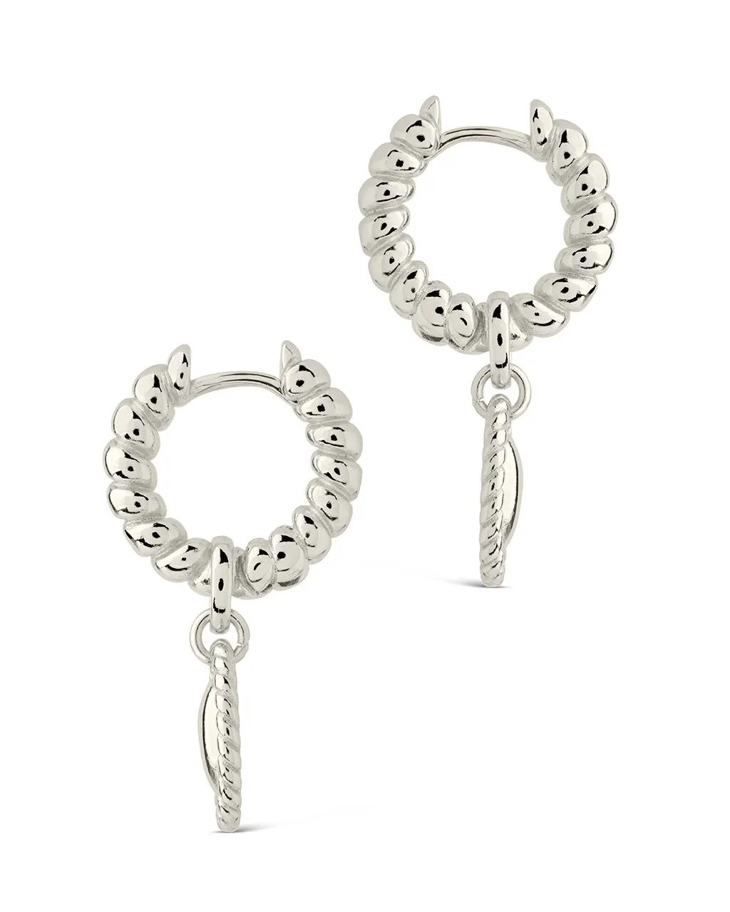 Hartley Textured Drop Charm Hoop Earrings