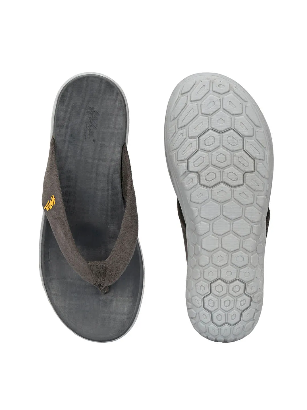 Hitz Men's Grey Open Toe Casual Slippers