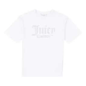 Juicy Couture Luxe Diamonte White Fitted T shirt