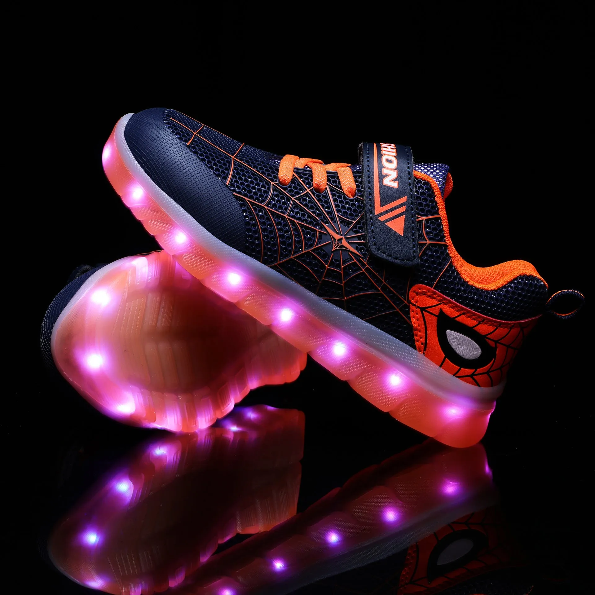 Kids Led USB Recharge Glowing Boys Girls Shoes Children's Hook Loop