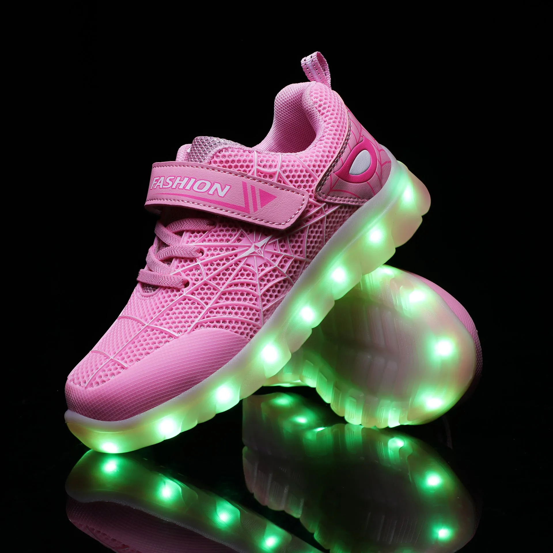 Kids Led USB Recharge Glowing Boys Girls Shoes Children's Hook Loop