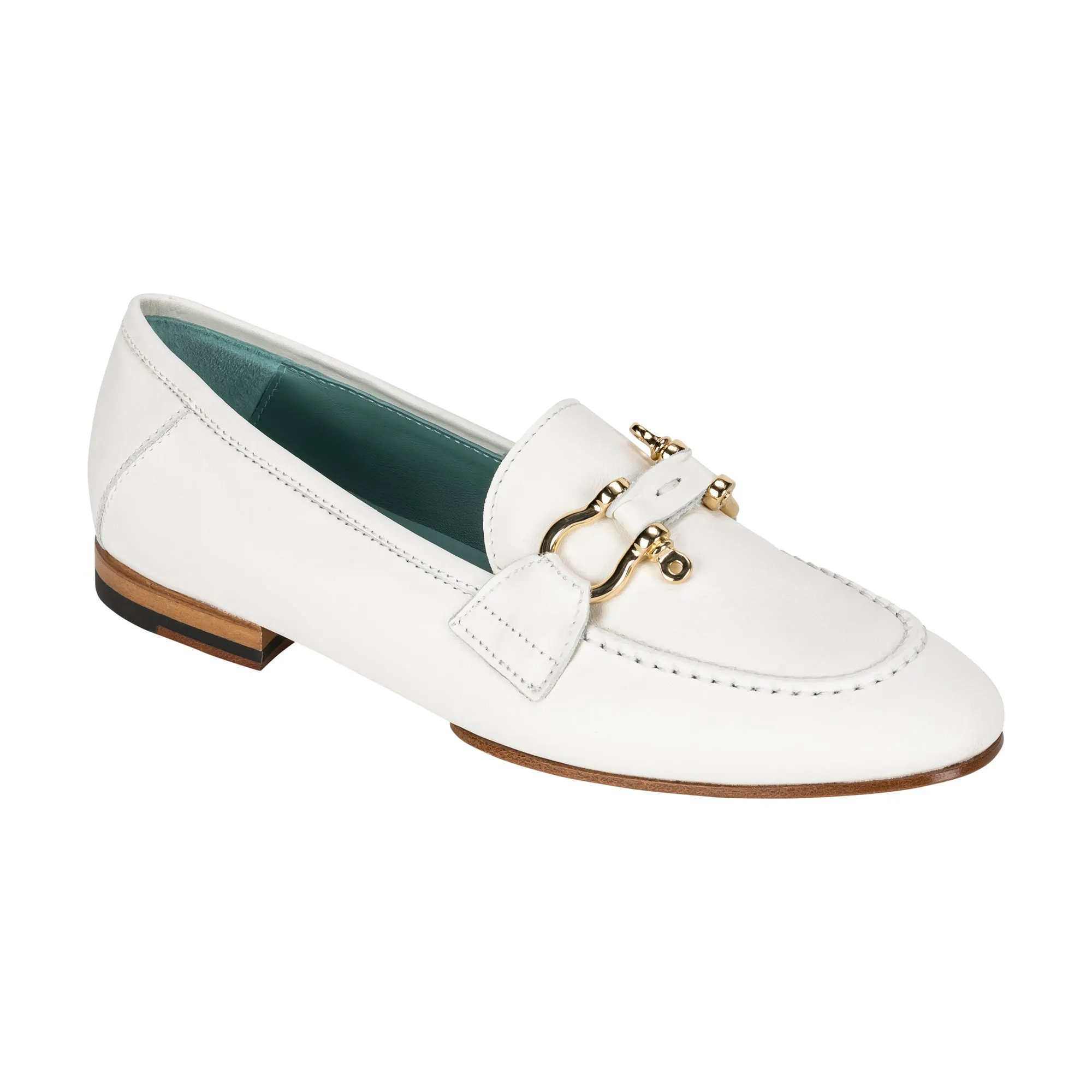 Leather Loafer with Gold Toggle - Ivory