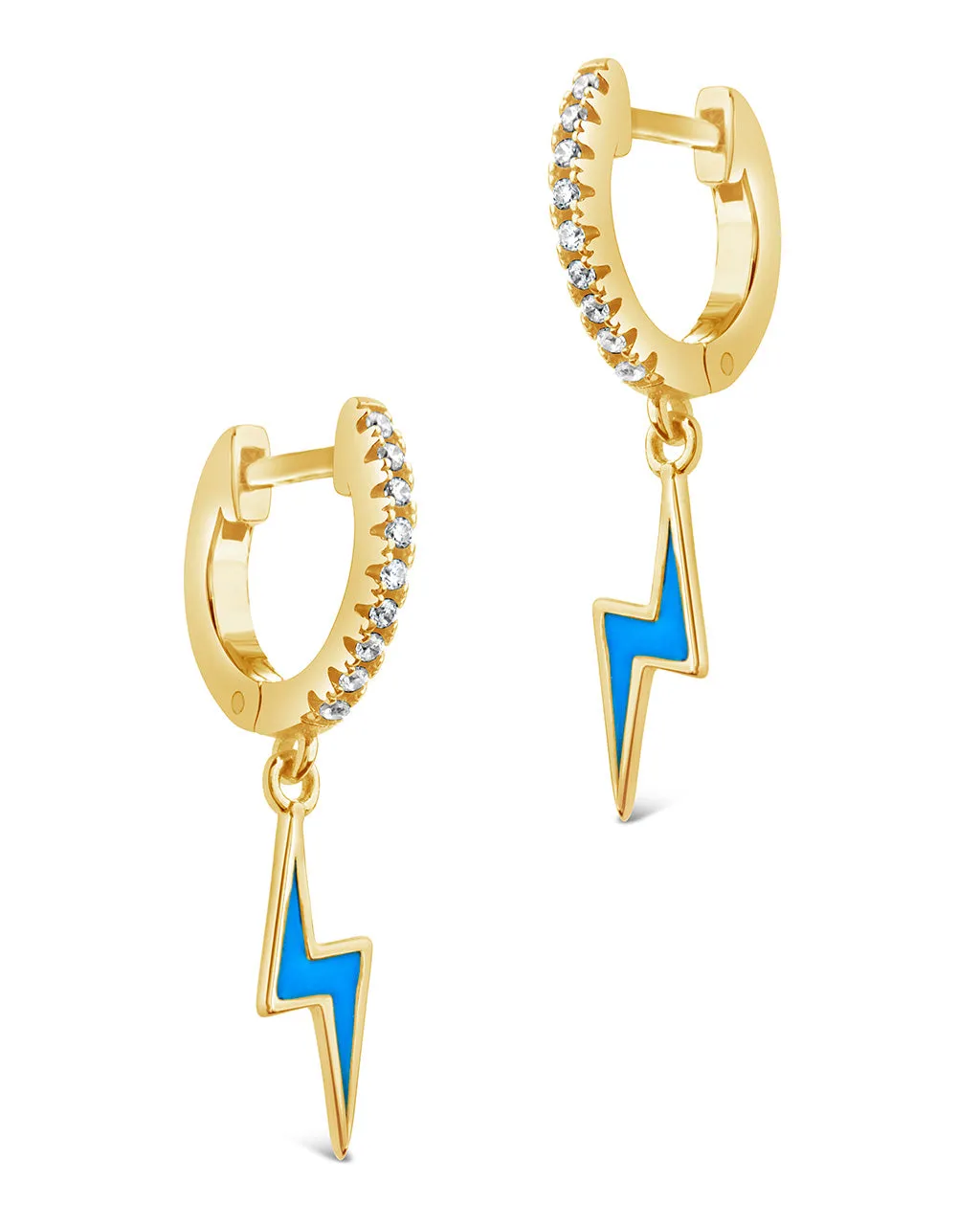 Lightning Bolt Charm Hoop Earrings