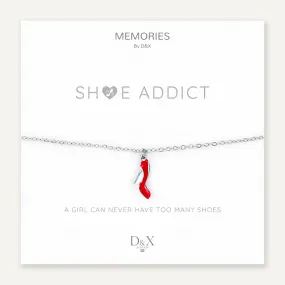 Memories: "SHOE ADDICT" | Red Stiletto Bracelet | White Gold-Plated | Multi-Colour