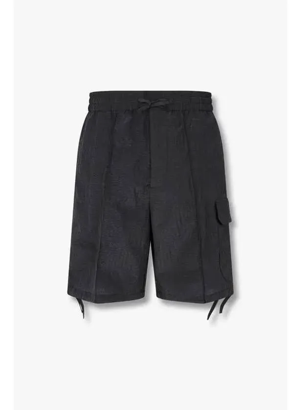 Men s side ribbon seersucker shorts black