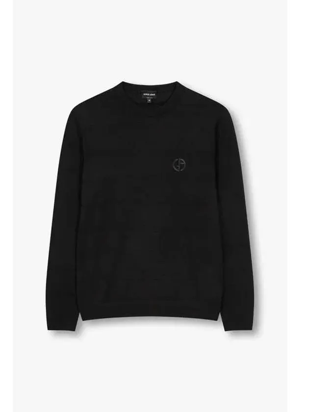 Men s Striped Crew Neck Knit Black