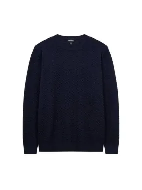 Men s Zigzag Pattern Wool Sweater Navy