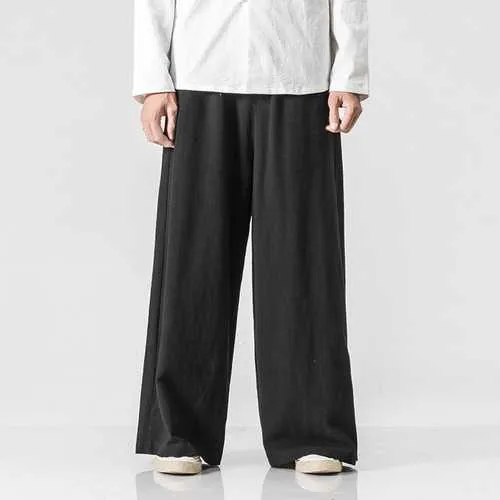 Men's Cotton Outdoor Loose Comfortable Wide Leg Pants