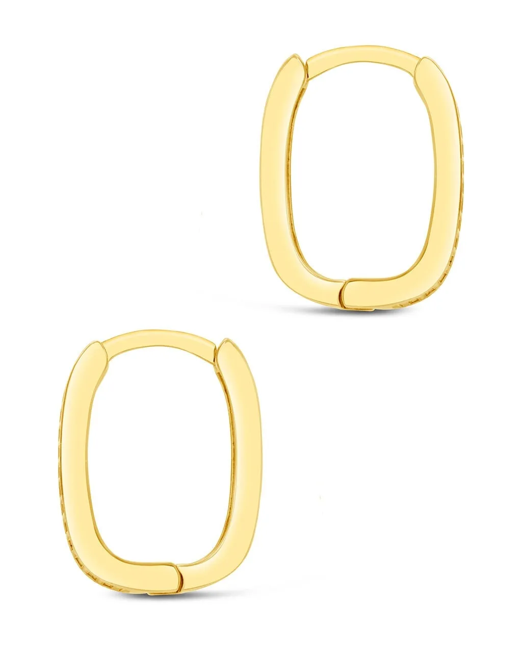 Men's CZ Rectangle Huggie Hoop Earrings