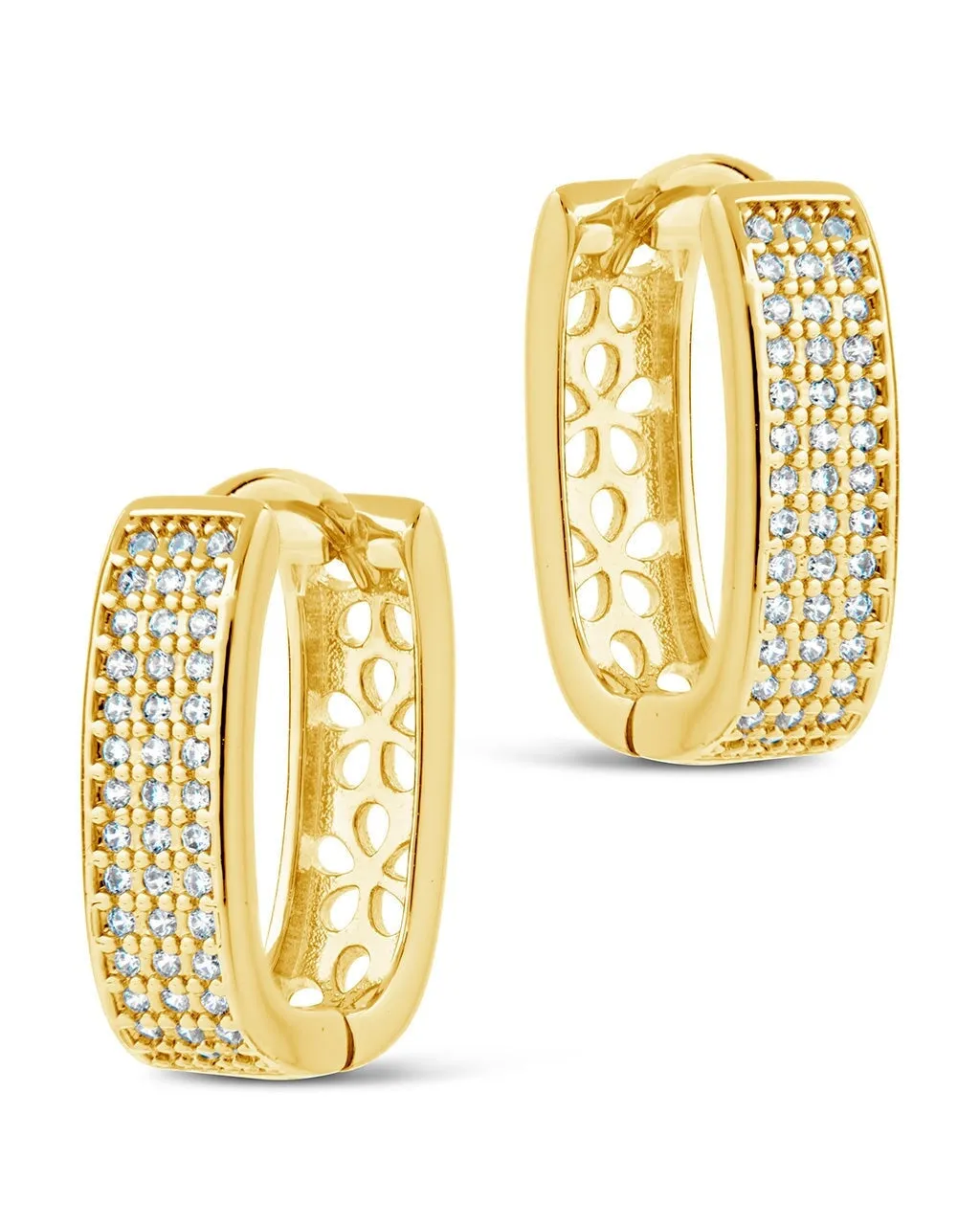 Men's CZ Rectangle Huggie Hoop Earrings