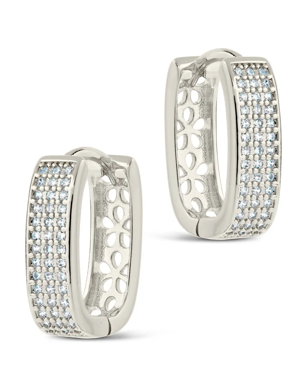 Men's CZ Rectangle Huggie Hoop Earrings