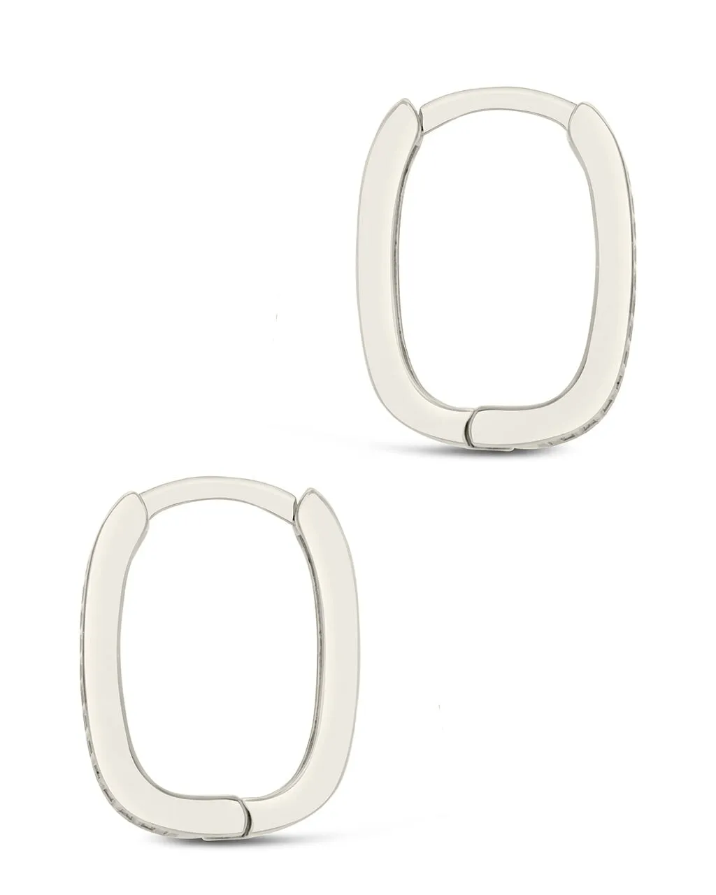 Men's CZ Rectangle Huggie Hoop Earrings