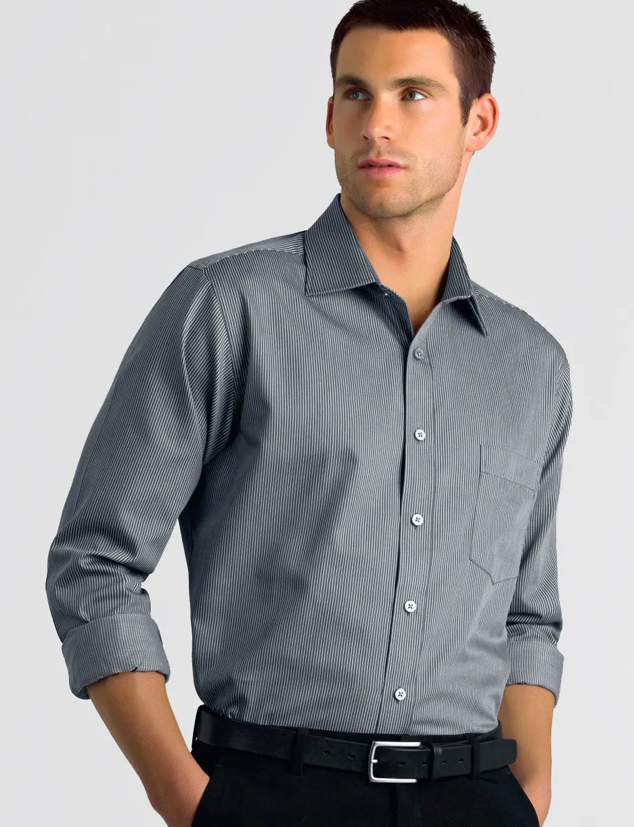 Mens Pinstripe Gunmetal Business Shirt