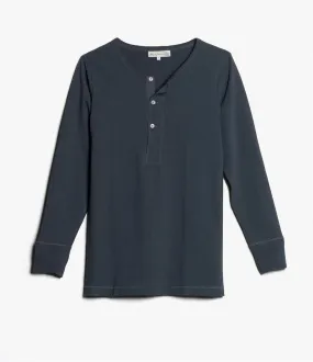 Merz b. Schwanen 206 Long Sleeve Henley - Navy