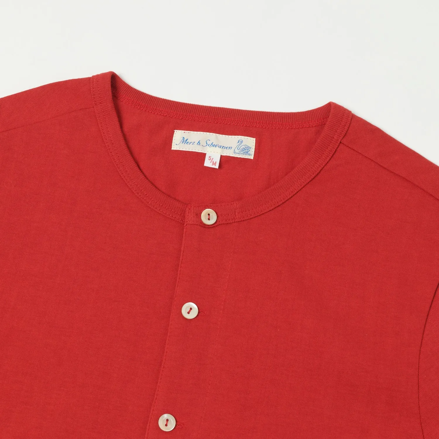 Merz b. Schwanen 207 Short Sleeve Henley - Red