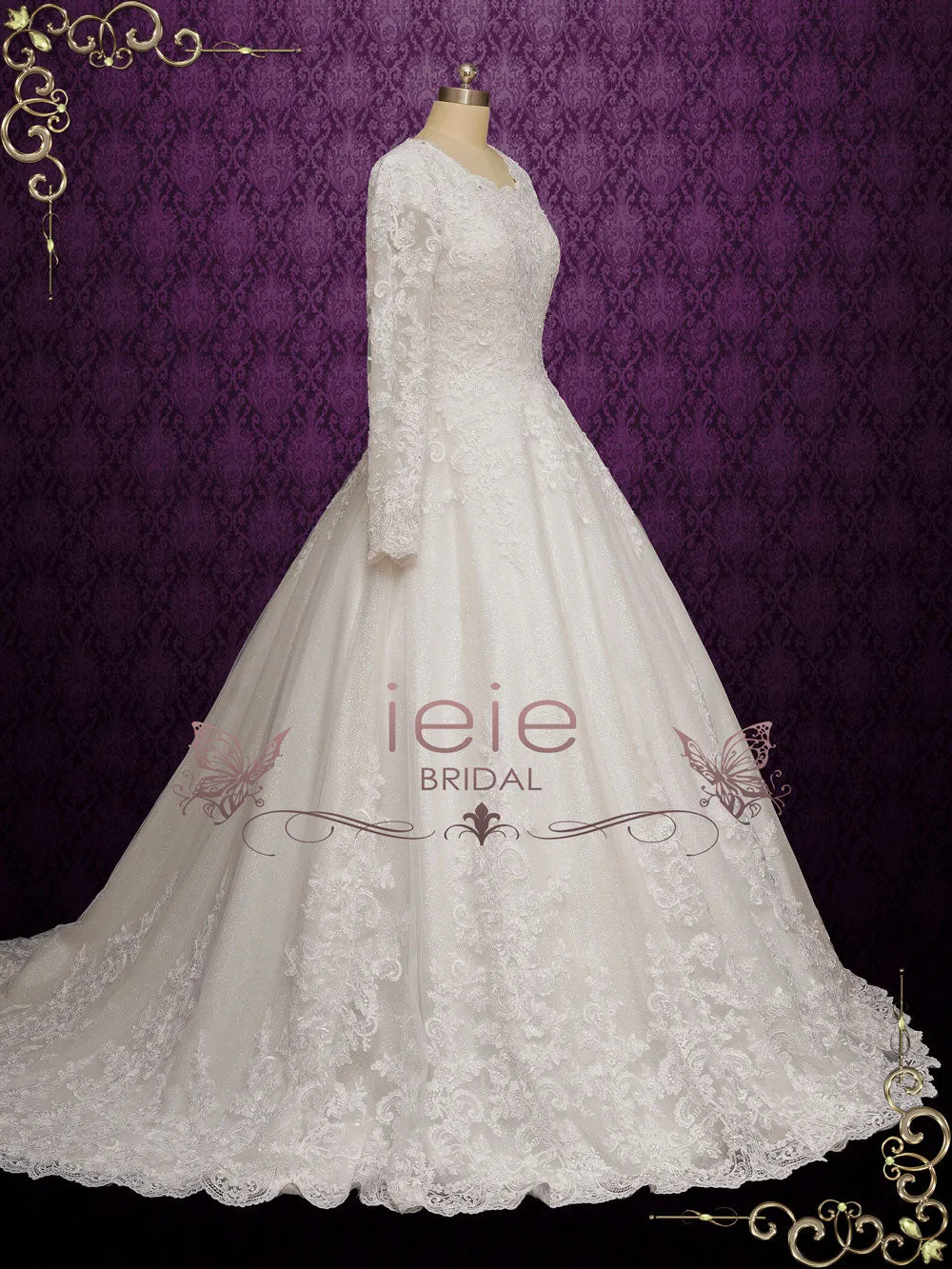 Modest Ball Gown Lace Wedding Dress HARRISON