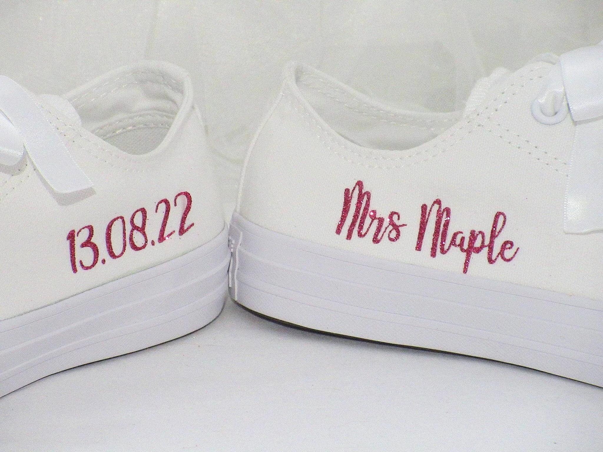 Personalised Glitter Print Wedding Converse.