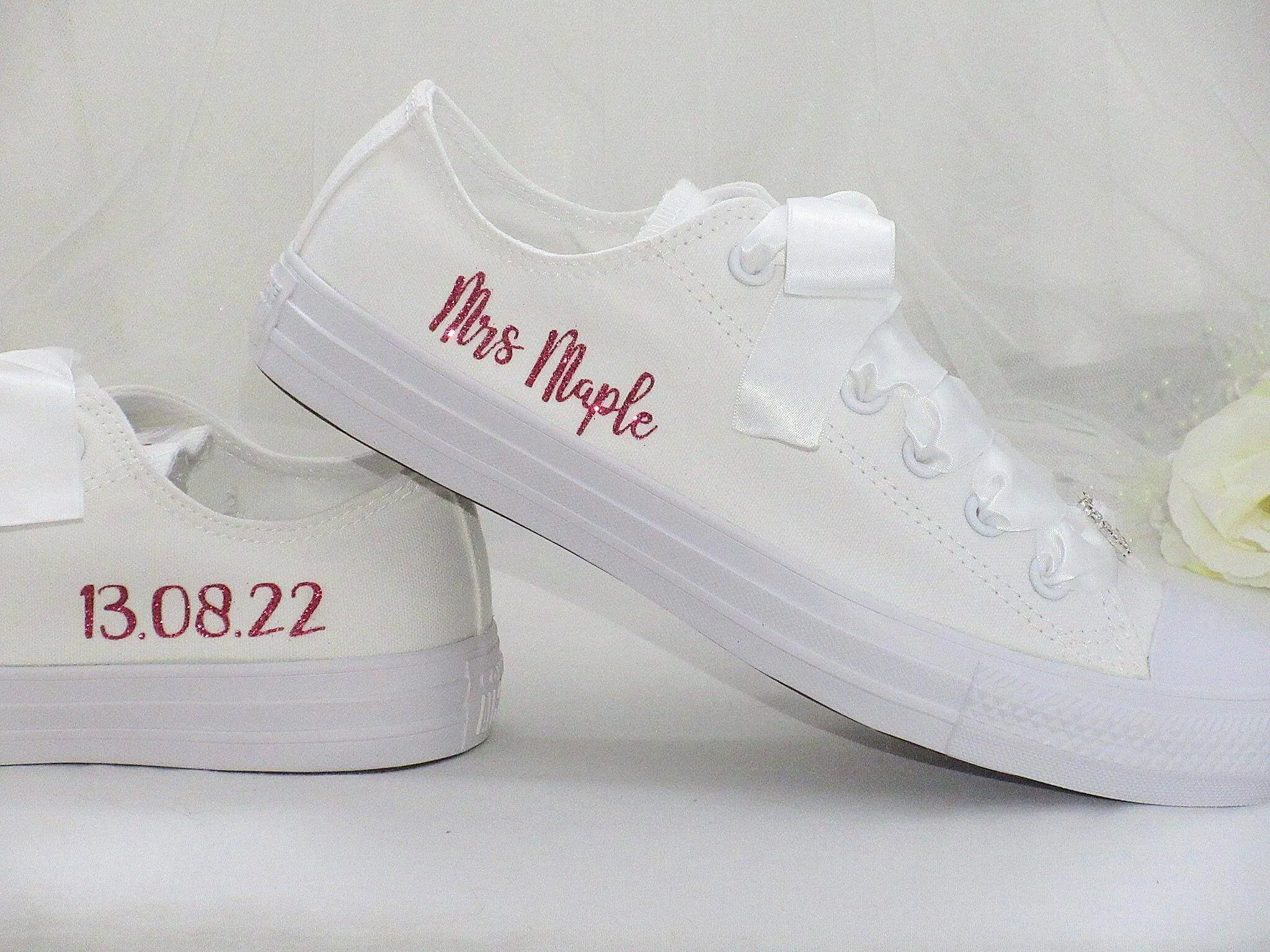 Personalised Glitter Print Wedding Converse.