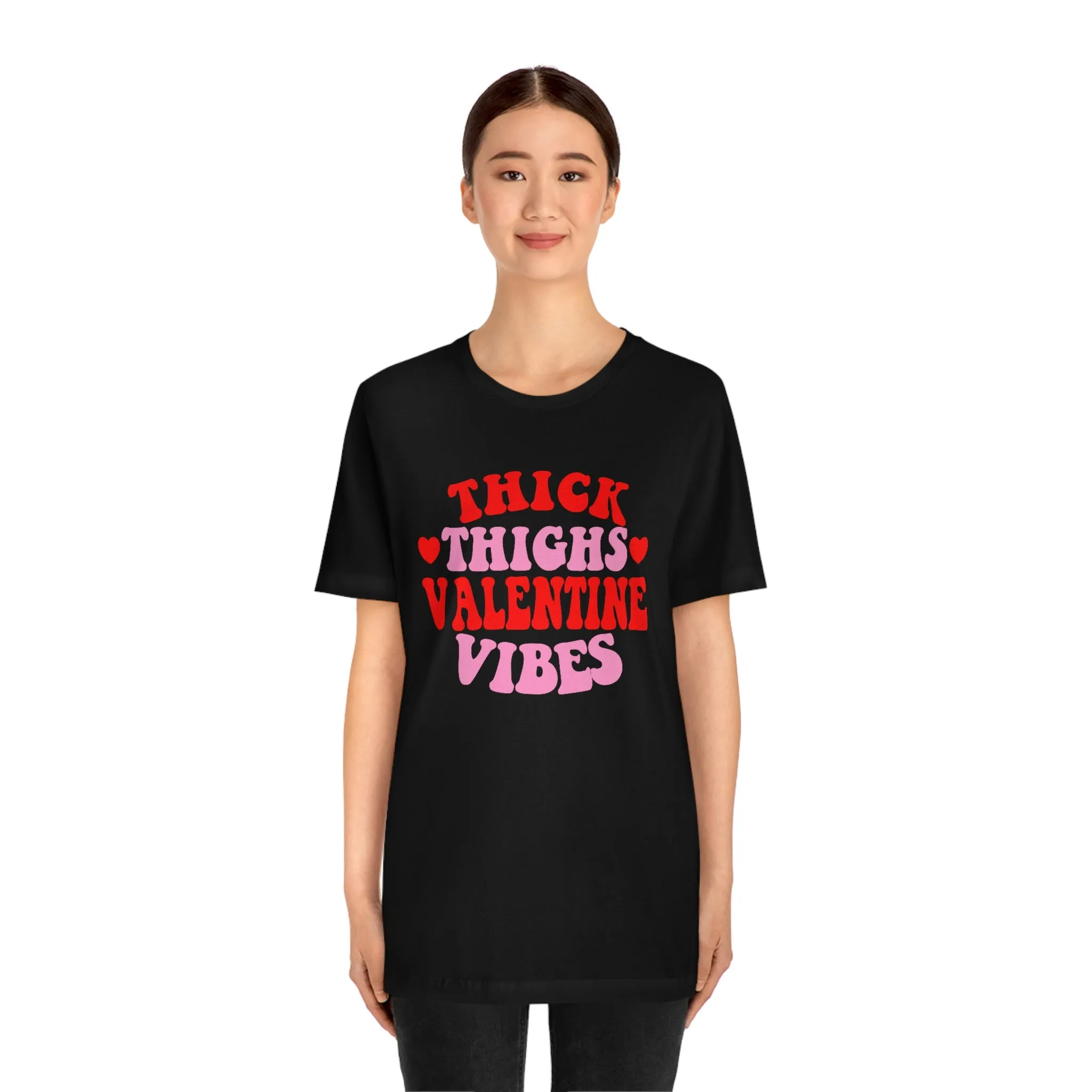 Pink And Red "Thick Thighs Valentine Vibes" Tee - Unisex Shirt