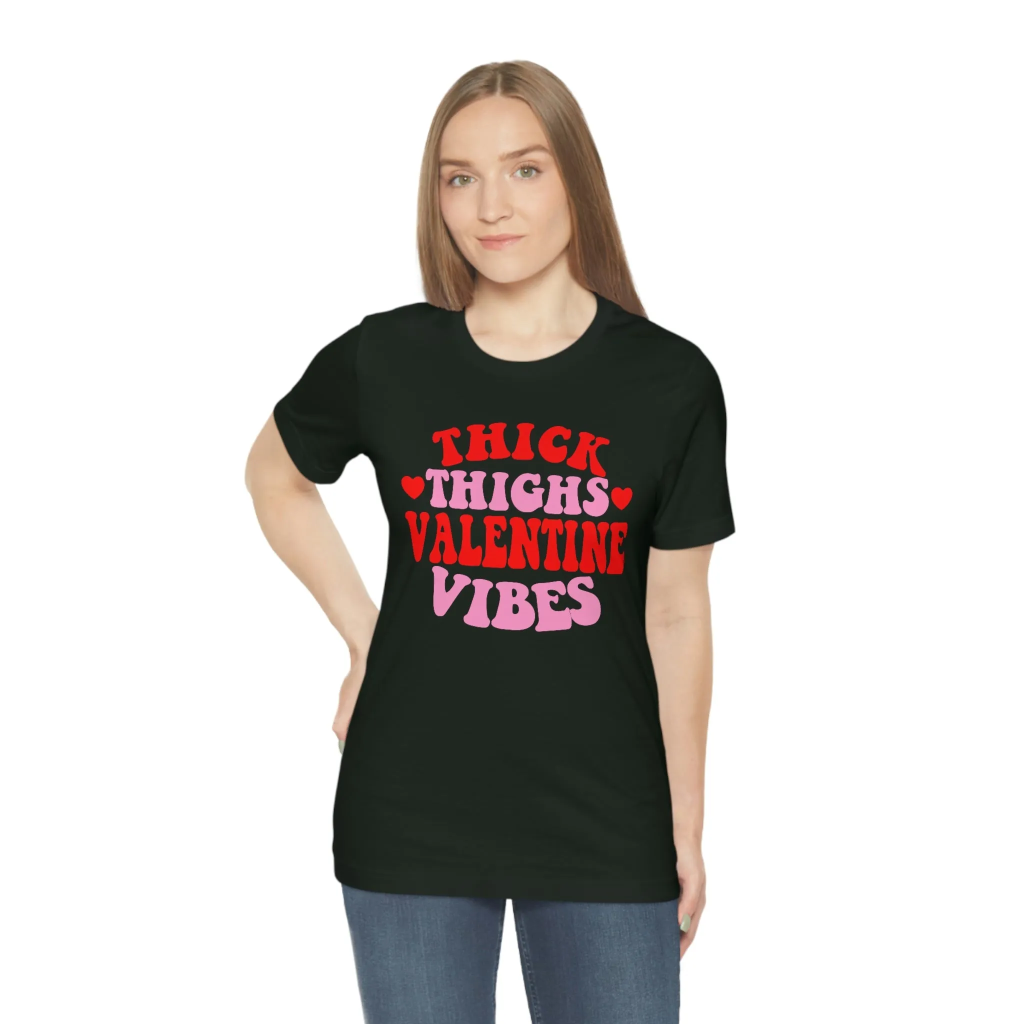 Pink And Red "Thick Thighs Valentine Vibes" Tee - Unisex Shirt