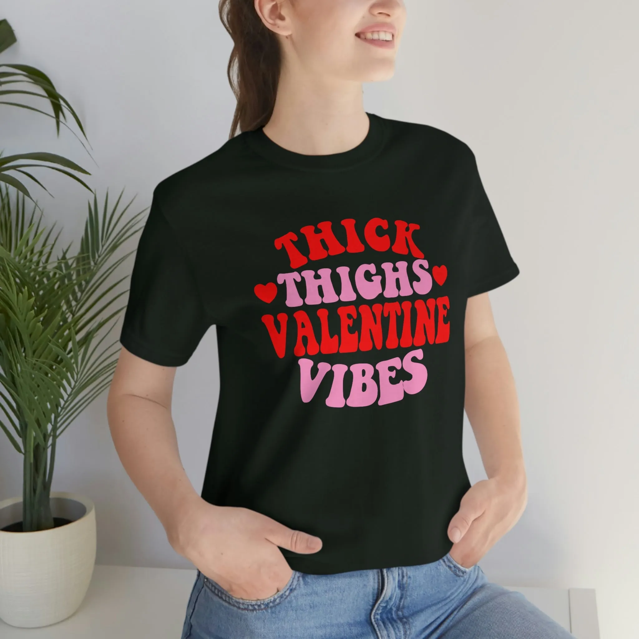 Pink And Red "Thick Thighs Valentine Vibes" Tee - Unisex Shirt