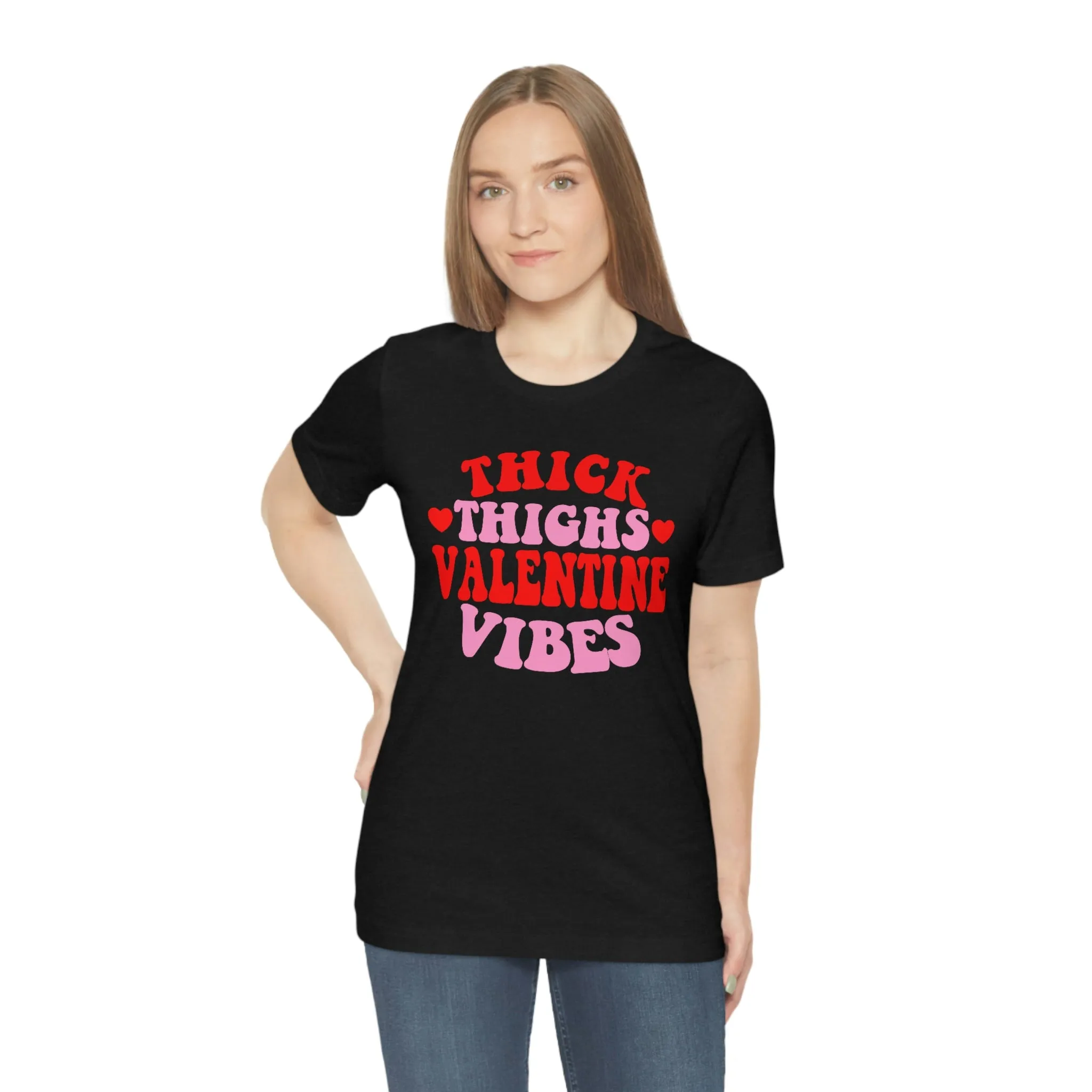 Pink And Red "Thick Thighs Valentine Vibes" Tee - Unisex Shirt