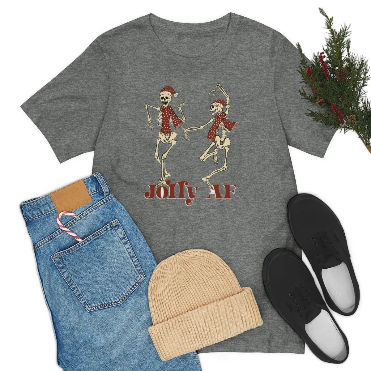 "Jolly AF'" Christmas Skeleton Tee - Unisex Shirt