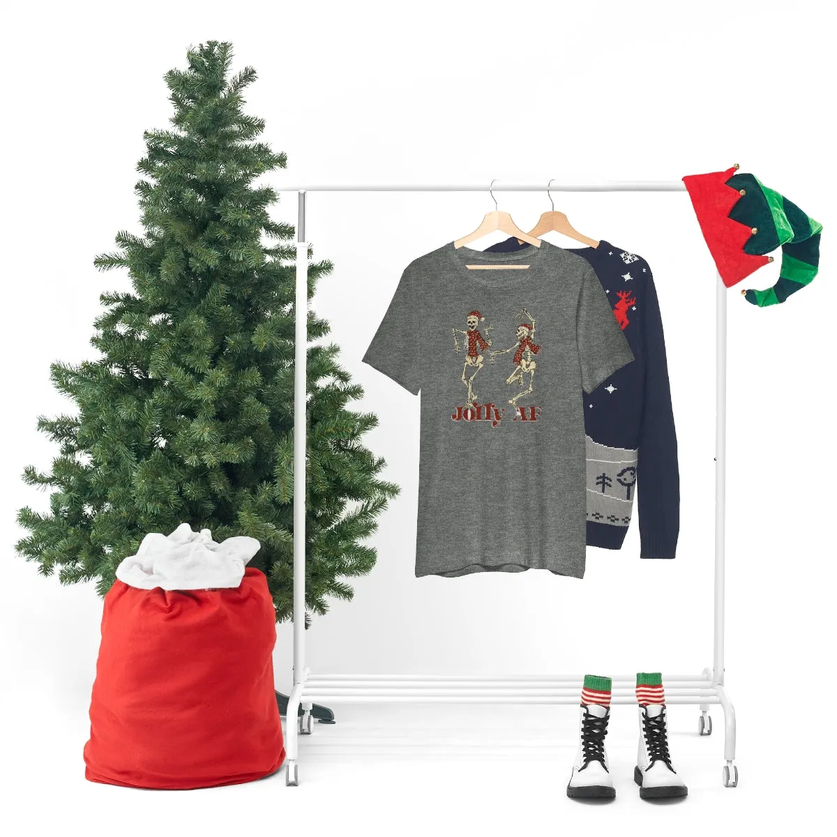 "Jolly AF'" Christmas Skeleton Tee - Unisex Shirt